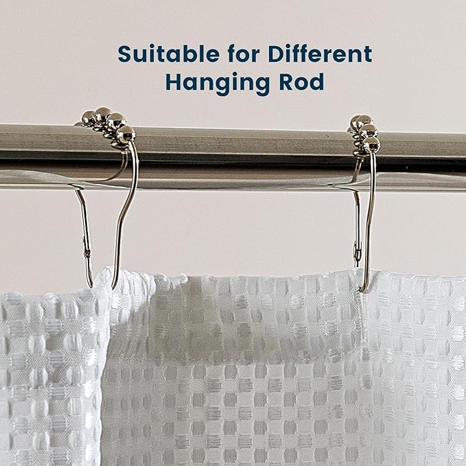 SLEEP ZONE Shower Curtain Liner, Waffle Shower Curtains for Bathroom, Heavy Duty Thick Fabric Shower Curtains - 285GSM Luxury Weighted Polyester Bath Curtain, 72" × 74" (Pure White)