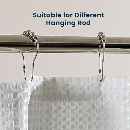 SLEEP ZONE Shower Curtain Liner, Waffle Shower Curtains for Bathroom, Heavy Duty Thick Fabric Shower Curtains - 285GSM Luxury Weighted Polyester Bath Curtain, 72" × 74" (Pure White)