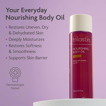 TriLASTIN Maternity 4oz Stretch Mark Cream & 3.4oz Nourishing Body Oil Bundle | Pregnancy Skincare Gift for First-Time Moms