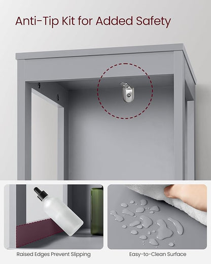 VASAGLE Storage Cabinet, Storage Organizer Rack Stand for Bathroom, Living Room, Bedroom, Multifunctional Corner Unit, 2 Drawers, 55.7 Inches in Height, Dove Gray UBBC066G02