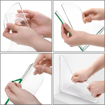 4 Pack Bathtub Splash Guard, Removable Shower Water Guard Kit, Acrylic Waterproof Self-Adhesive Bath Tub Corner Guard to Prevent Water from Splashing Out, Bathtub Accessories