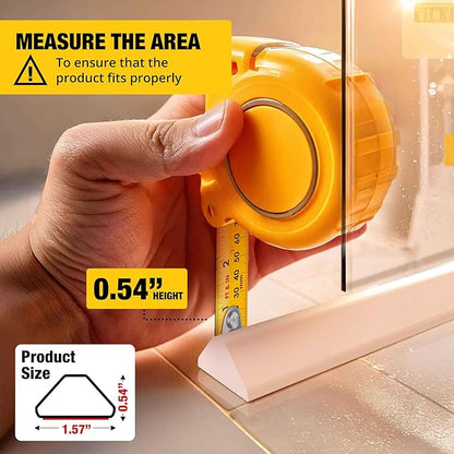 Shower Threshold Water Dam Barrier 100" - White Collapsible Shower Water Blocker - Guard for Walk in Shower - Water Guard Stopper for Floor - Shower Door Water Blocker - Triangular - By Hippo Dam