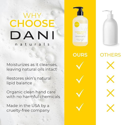 DANI Naturals Moisturizing Hand Soap – Sandalwood Vanilla Scent, Hydrating, Sulfate-Free & Paraben-Free, 12 Oz Bottle with Pump, Gentle Cleansing for Dry Skin