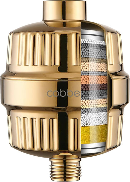Cobbe HD HEAVY DUTY High Output Shower Filter – 99% REMOVAL Shower Head Filter for Hard Water, Heavy Metals, Chlorine and Harmful Substance, Improve your skin and hair - Egyptian Gold
