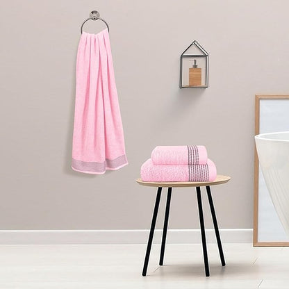 Belizzi Home Ultra Soft 3 Pack Cotton Towel Set, Contains a Bath Towel 28x55 inch, a Hand Towel 16x24 inch & a Wash Coth 12x12 inch, Ideal Everyday use, Compact & Lightweight -Pink