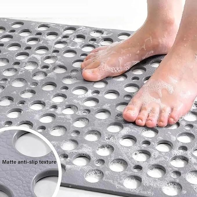 Casa and Beyond Shower Mat,Non Slip Bath Mat and Shower Mat with Suction Cups and Drain Holes,Bathroom Mat Easy to Clean Soft Machine Washable,Bathtub Mat Easy Dry&Cut (Coffee,47" x 32"(Rectangular))