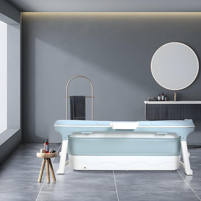 Portable Bathtub for Adult, Large Collapsible Tub, Portable Tub for Adults, Tub for Shower, Sweat Steaming Spa Sweat Steaming Bathtub, Effortless Folding Bathtub, Hot Bath, Ice Bath 50 in