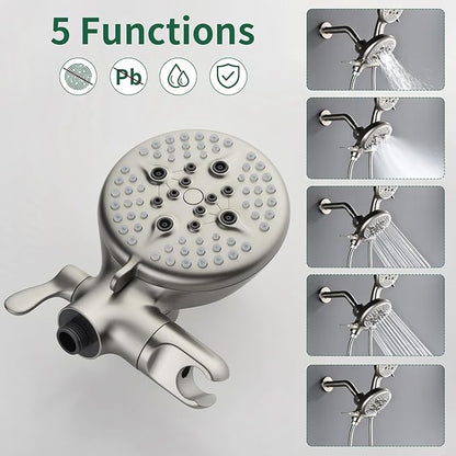 L829-2 Brushed Nickel Shower Faucet Set - Complete Dual Shower Head & Handheld Combo, Tub Spout & Trim Kit