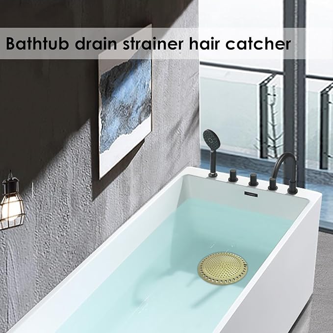 Hair Drain Catcher, Shower Drain Hair Catcher, Shower Drain Strainer, Bathtub Drain Cover, Tub Drain Hair Catcher, Bathroom Sink Strainer, Bathroom Drain Protector, Flat, Round, Gold