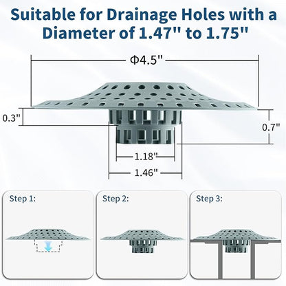 Bathtub Drain Hair Catcher,Tub Shower Drain Hair Trap/Strainer,3PCS Silicone Collapsible Tub Hair Catcher Drain Protector Designed for 1.47" to 1.75'' Regular Drains(Greyish Blue)