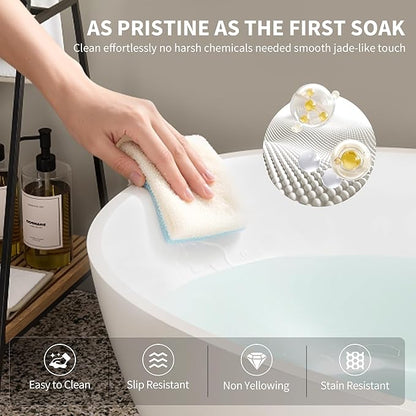 Abruzzo 59" Small Freestanding Bathtub Solid Surface - Egg Shape Stone Resin Soaking Tub with Overflow Drain, cUPC Certified Matte White, Compact Oval Tub for Limited Space Bathrooms