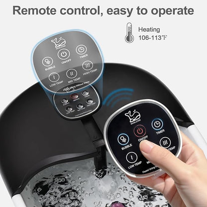 Collapsible Foot Spa Bath Massager with Heat Bubbles and Vibration Massage and Jets, 16oz Tea Tree Oil Foot Soak Epsom Salt, WHALSTAR Foot Bath Bucket With Red Light & Remote