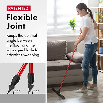 Heavy-Duty Floor Squeegee - Large 24" Wide Blade & 55" 1PC Long Handle Professional Grade Concrete, Garage & Commercial Rubber Squeegee Broom Floor Cleaner - Wood, Tile, Shower, Glass, Deck, Window