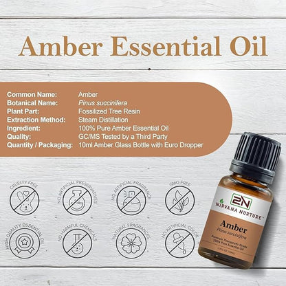 Amber Essential Oil 100% Pure Premium Therapeutic Grade, Undiluted