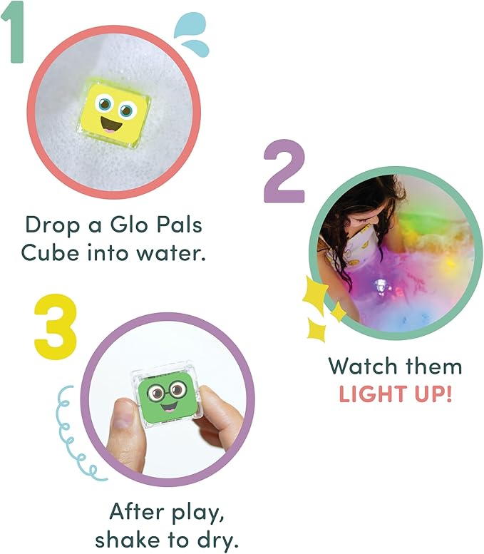 Glo Pals Water-Activated Light-Up Cubes for Sensory Play – 12 Pack