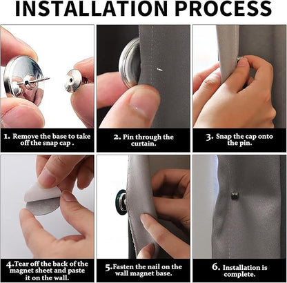 Curtain Magnets, Kaluofan 40Pairs Curtain Magnets Closure with 40Pairs Self-Adhesive Patch, Magnetic Curtain Clips Prevent Light Leaking, Keep Curtain Closed for Home Bedroom Bathroom Office Draperies