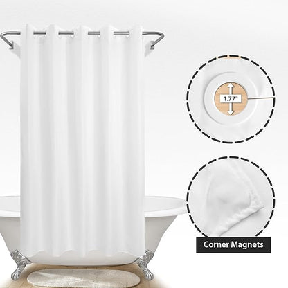 River Dream No Hook Long Shower Curtain or Liner Soft Microfiber - 78" Length Fabric Shower Curtain Liner Set, Machine Washable & Water Repellent, White, 71x80
