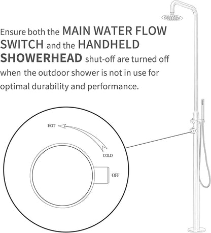 HEATGENE Outdoor Shower with Body Jets and Handheld Shower Head for Outside/Poolside/Patio Drench Shower, Outdoor Shower System, Matte Black