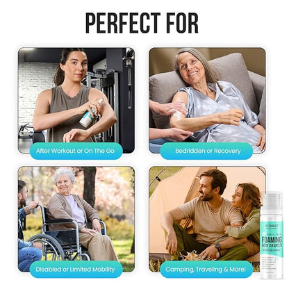 Scrubzz No Rinse Body Wash for Elderly, Rinse Free Cleansing Foam, Waterless Foaming Cleanser for Men and Women, Great for Camping, Gym and Post Workout, Hospital Stays and Post Surgery - 1 Pack