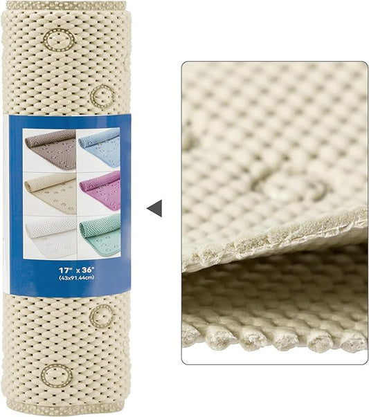 Double Layer Foam Non Slip Bathtub Mat 37x17in, More Comfortable and Thicker Tub Mat Than Ordinary Foam Shower Mat, Bath Mat for Tub with Suction for Comfort and Safety (Ivory, 36'' x 17'')