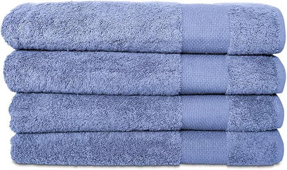 Hencely Premium Bath Towel Set of 4-28x58 Inches - High Absorbency, Quick Drying - 100% Soft Turkish Cotton Towels - Ideal for Home, Bathroom, Hotel, Spa, and Gym - Blue