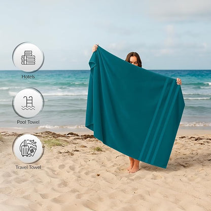 RIVERSIDE Pack of 2 Extra Large Bath Sheets 35 x 70 Inches - 100% Ring Spun Cotton Hotel Quality Oversized Bath Towels - Super Soft, Highly Absorbent & Quicker to Dry - Teal