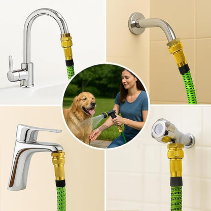 Shower Hose Adapter and Faucet Adapter Kit, Brass G1/2" Female, 55/64"-27 Female, and 15/16"-27 Male to 3/4" GHT Male Garden Hose Connector, with Washer and PTFE Tape