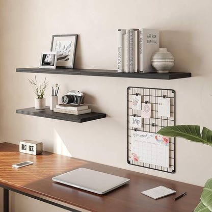 Wall Shelf Set of 3,Dark Wood Floating Shelves 36 in W x 10 in D x 1 in H, Wooden Floating Wall Shelf with Invisible Brackets for Living Room/Bedroom/Bathroom/Kitchen Storage and Decor