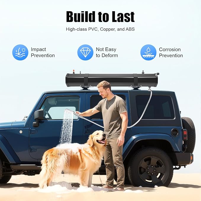 Portable Pressurized Camp Shower, Roof Rack Shower, 30L Capacity Roof Rack Water Tank with 1.6 bar Pressure, for Trucks Off Road Vehicles Water Storagefor Outdoor Cleaning & Surfing