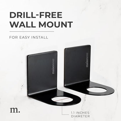 MaisoNovo Adhesive Soap Holder | Shampoo Bottle Holder Set of 2 - Black | Soap Bottle Holder | Wall Mounted Soap Holder | Soap Dispenser Holder
