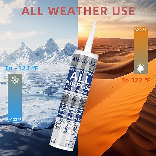 12 Pack of Clear Silicone Sealant, All-Purpose 100% Waterproof Silicone Caulk - 10.1 oz Cartridge, Adhesive Caulking Tool for Indoor & Outdoor Windows, Aquarium, Bathroom Auto Leak Seal (12)