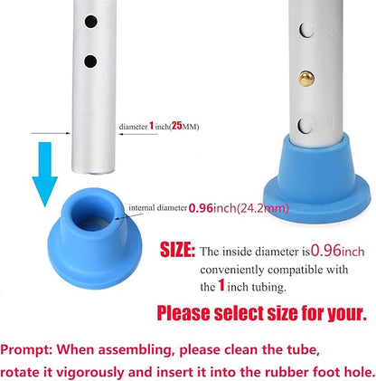Replacement Feet for Shower Chair Bath Seat, Shower stools and Transfer Bench, Non-Skid Shower Bench and Tub Transfer Benches Rubber Suction Cup Feet, Metal Insert Reinforced (1" I.D, Blue)