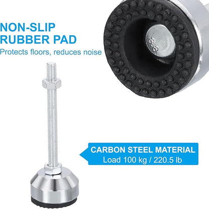 PATIKIL Furniture Leveling Feet 1.6" Dia Base M8 Thread, 4 Pcs Carbon Steel Adjustable Threaded Furniture Leveler Screw on Leg Leveler with Pads for Desk Chair, Black