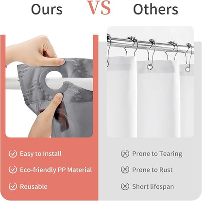 Hookless Shower Curtain with Snap in Liner 71" x 86" Double-Layer Waterproof Polyester Shower Curtain for Bathroom or Hotel Use,Removable Liner,Magnetic Hem,Large Rings,Machine Washable,Grey
