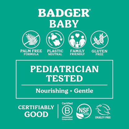 Badger Foaming Baby Shampoo and Body Wash, Gentle Organic Baby Wash w/Mild Calming Scent of Lavender, Long Lasting Foam & Easy to Use Sustainable Bottle, 10 fl oz, 2-Pack