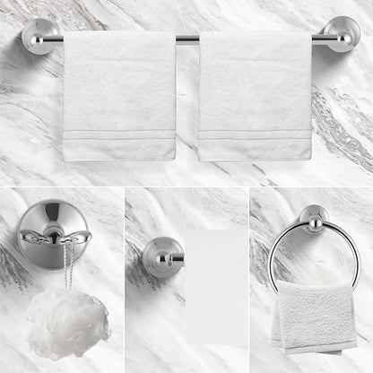 Chrome 5 Piece Bathroom Accessories Set Towel Rack Set Adjustable Expandable Bathroom Hardware kit Towel Bar for Bath Wall Mounted