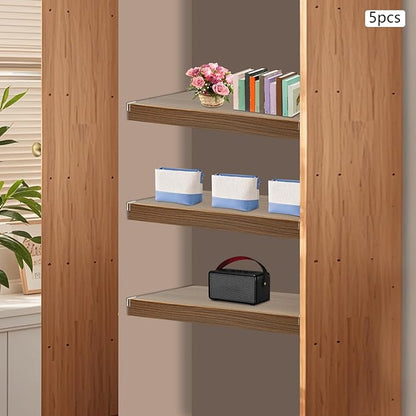 33 Inch Floating Shelves for Wall, 16 Inch Deep Hanging Shelf, Large Display & Storage Shelf for Bathroom, Bedroom, Living Room, Set of 5 (Dark Wood Color, 33 Inch)