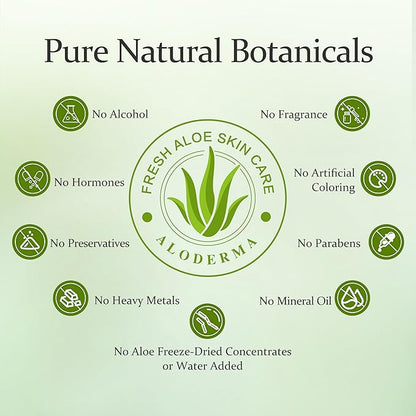 Aloderma Organic Aloe Vera Gel - 1.5oz, Unscented, Hydrating, Soothing, Cooling, Instant Relief for Skin & Sunburn, USDA Organic