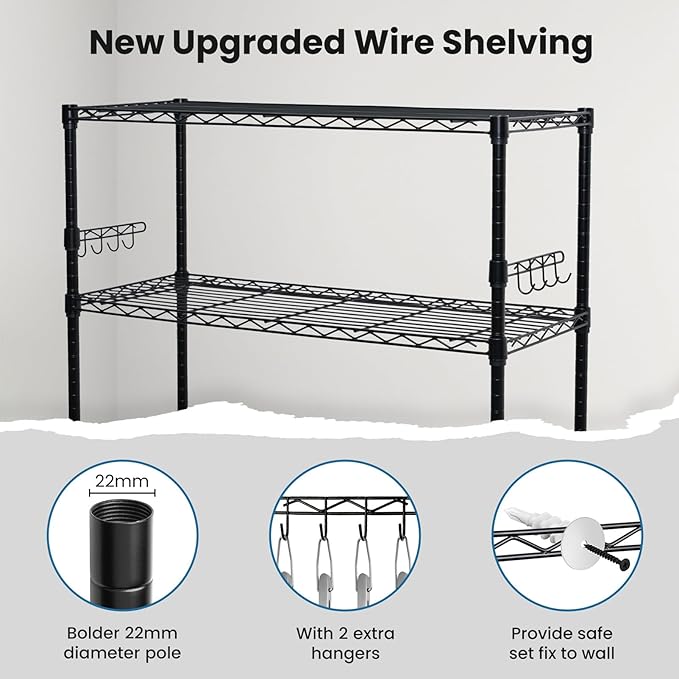 Storage Shelves 75"H Wire Shelving Unit with Wheels 1750LBS Heavy Duty Metal Shelves for Storage Adjustable 5-Tier Garage Storage Rack Kitchen Pantry Shelves Rolling Shelf on Casters, 14"D x36"W x75"H
