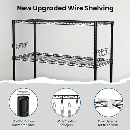 Storage Shelves 75"H Wire Shelving Unit with Wheels 1750LBS Heavy Duty Metal Shelves for Storage Adjustable 5-Tier Garage Storage Rack Kitchen Pantry Shelves Rolling Shelf on Casters, 14"D x36"W x75"H