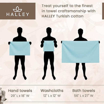 HALLEY Turkish Cotton Towels (Set of 8) 2 Bath Towels 2 Hand Towels 4 Washcloths, Super Soft Highly Absorbent 100% Cotton Towels for Bathroom and Kitchen for Mother’s Day (Tan)