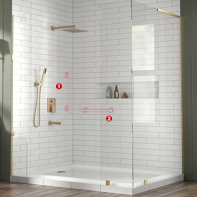 Lava Odoro Shower Grab Bar, Modern Stainless Steel Handicap Grab Bar for Bathtubs and Showers, Shower Safety Bar for Seniors Disabled, ADA-Compliant (Champagne Gold, 18 Inch)