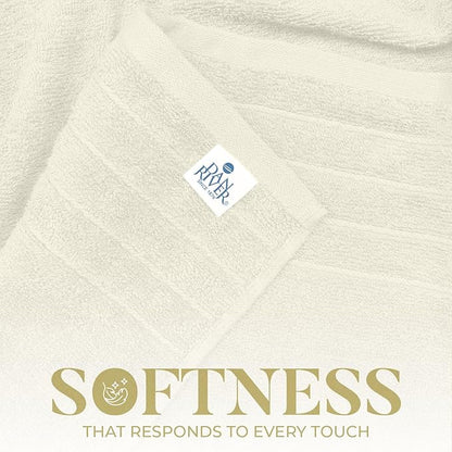 DAN River Extra Large Bath Towels Set of 4, 30 x 60 Inches - 100% Cotton Larger & Lighter Weight Towels for Bathroom - Quicker to Dry, Super Soft & Highly Absorbent Towels for Home, Ivory