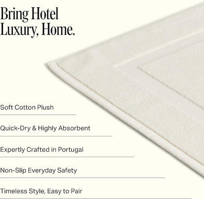 Preston Lane Douro Bath Mat – 100% Cotton, Plush & Absorbent Quick-Dry Bathroom Rug – Hotel-Quality Floor Mat for Shower or Tub, Made in Portugal, Alabaster