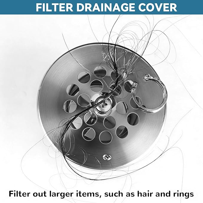 Bathtub Drain Stopper Trip Lever - Universal Bath Tub Drain Plug with Strainer, Suitable for 1-1/2" and 1-3/8" Tub Drain Replacement, Bathroom Tub Drain Trim Overflow Plate Kit (Brushed Nickel)