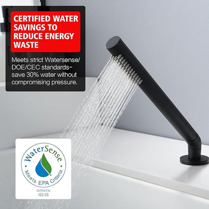SUMERAIN Matte Black Roman Tub Faucet 3 Holes Deck Mount Bathtub Faucet with Handheld Shower Sprayer