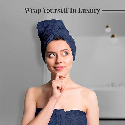 Tens Towels Pack of 4 Extra Large Bath Towels 30 x 60 Inches, 100% Cotton, Larger & Lighter Weight, Quicker to Dry, Super Soft and Absorbent, Perfect for Bathroom, Navy