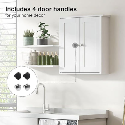 22x23 Bathroom Wall Cabinet,Medicine Cabinet for Bathroom Cabinet Wall Mounted,Over The Toilet Storage Cabinet with 2 Door,Surface Mount Medicine Cabinet for Laundry Room/Restroom,White