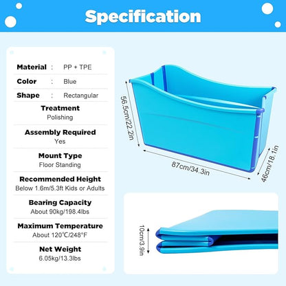 Large Size Portable Ice Bath Tub, Both at Home and On The Go for Toddler Teenager Twins Pets and Small Adults