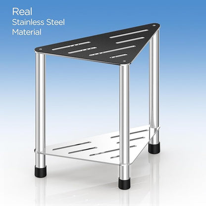 Stainless Steel Shower Stool for Inside Shower, 15.4'' H Shower Foot Rest, Corner Shower Stool with Storage Shelf, Shower Step for Shaving Legs, Bathroom Corner Shower Bench, Silver